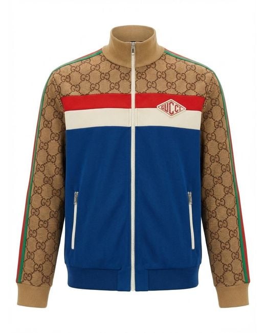 Gucci Blue Gg Technical Jersey Jacket