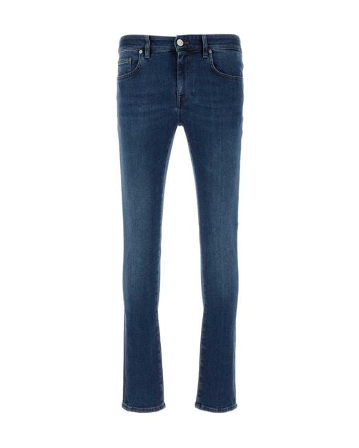 Pt Pantaloni Blue Pt Torino Logo Patch Button Detailed Skinny Jeans for men