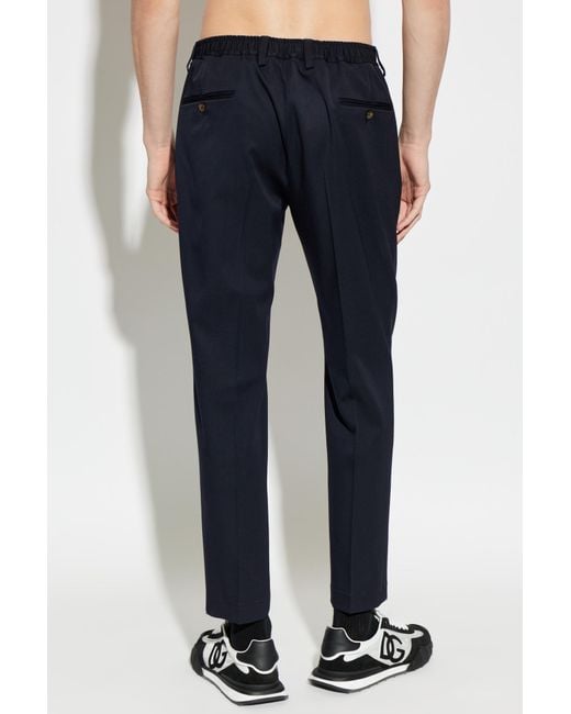 Dolce & Gabbana Blue Pleated Tailored Pants for men