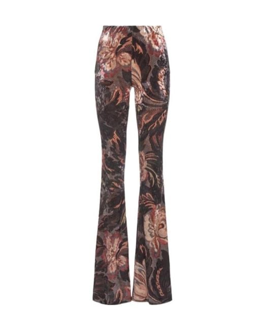 Etro Brown Printed Flared Casual Pants