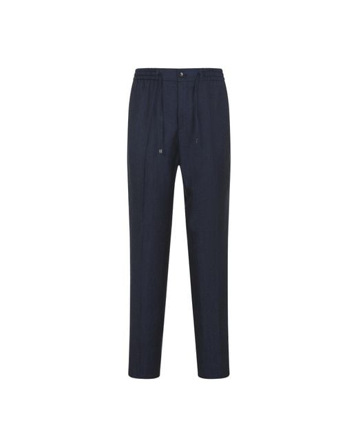 Etro Blue Drawstring Tapered Leg Trousers for men