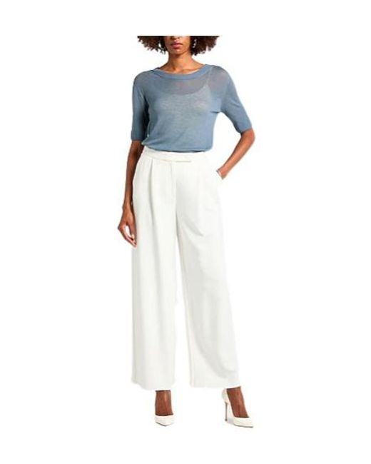 Max Mara Blue Minimalist Wool Knit Short Sleeve Top