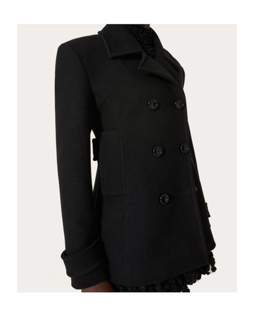 Valentino Black Double-Breasted Long-Sleeved Coat