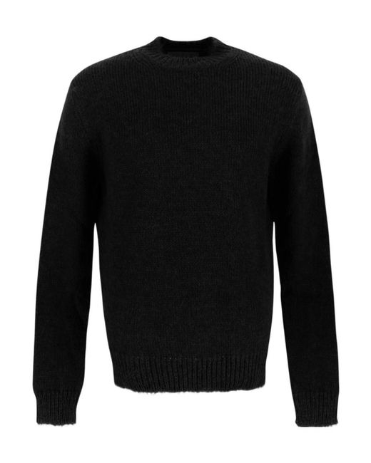 Jil Sander Black Crewneck Ribbed Hem Jumper for men