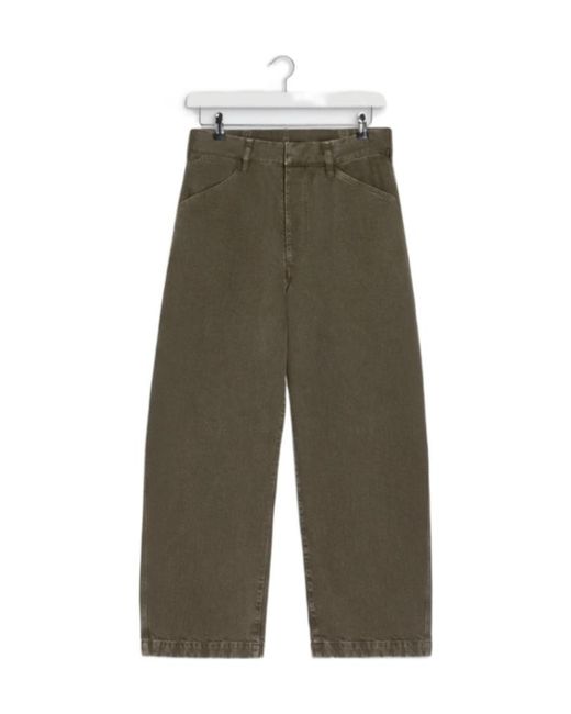 Lemaire Green Oversized Cut Wide Leg Jeans for men
