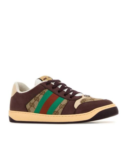 Gucci Green Web Detailed Lace-Up Sneakers for men