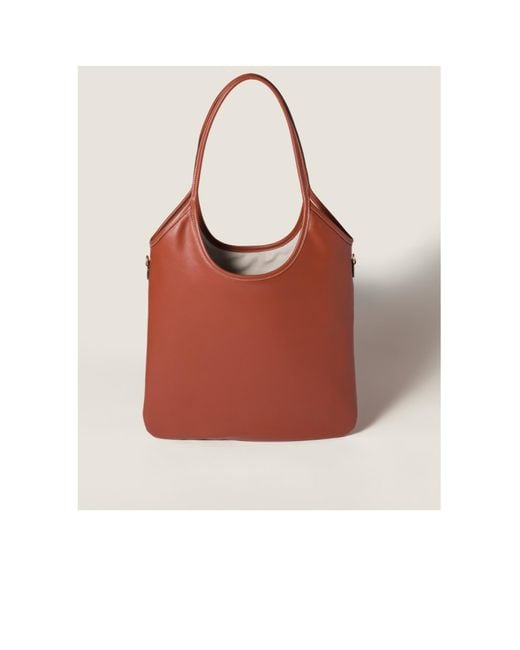 Miu Miu Red Ivy Logo-Lettering Tote Bag