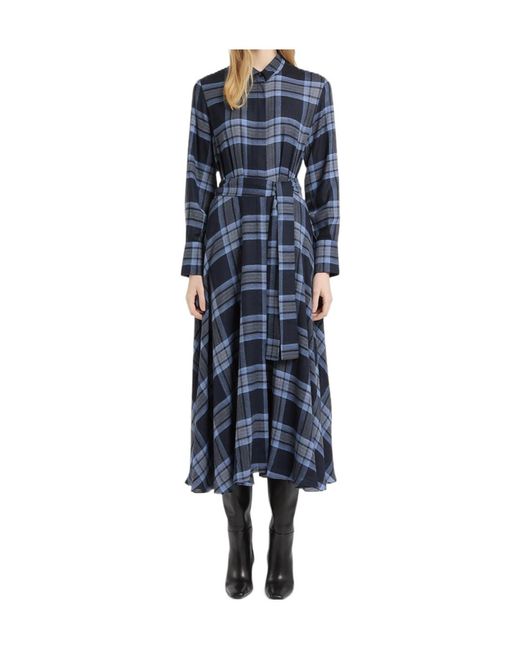 Marella Blue Long-Sleeved Belted Dress