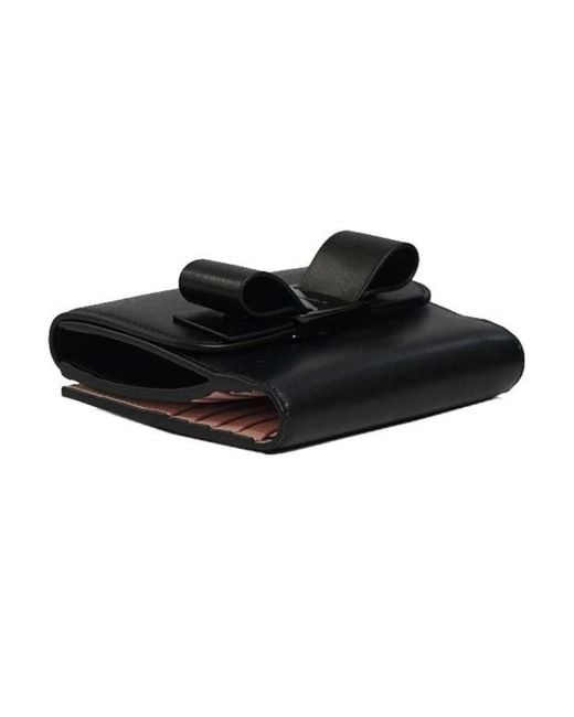 Ferragamo Black Logo Bow Wallet