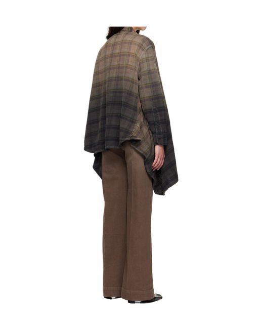 R13 Brown Lapel Long-Sleeved Shirt