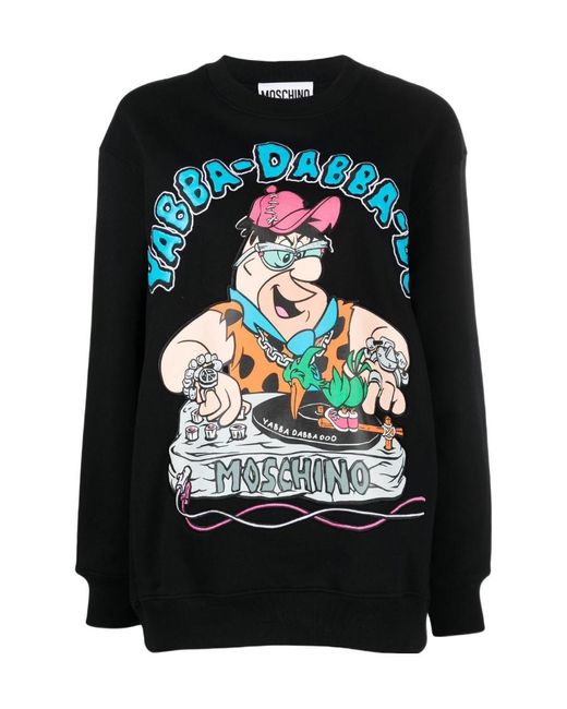 Moschino Black Graphic-Print Crew Neck Sweatshirt