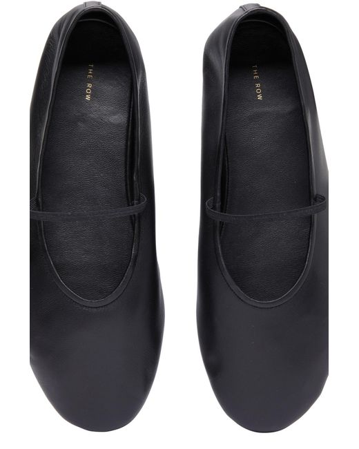The Row Black Round Head Ballet Shoes