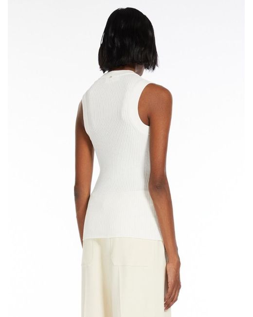Sportmax White Straight Hem Sleeveless Top