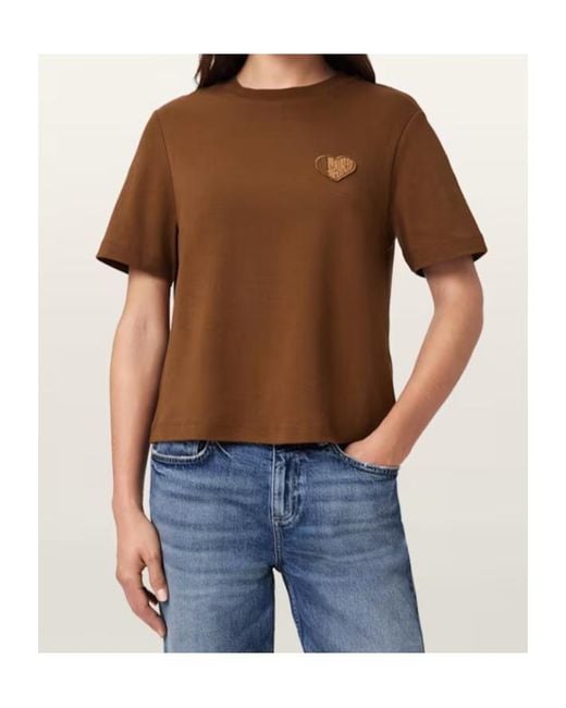 AllSaints Brown Lover Lisa Embroidered T-Shirt