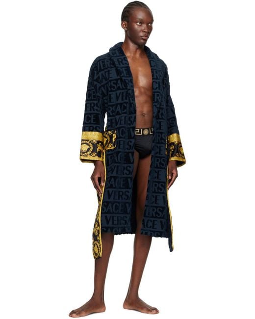 Versace Black Greca Border Stretched Swim Shorts for men