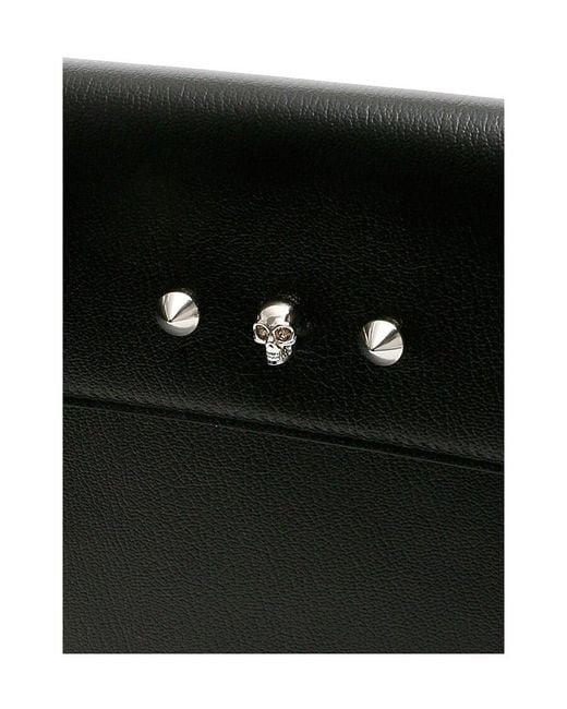 McQueen Black Studded Leather Envelope Clutch