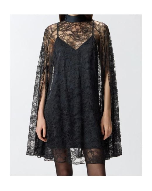 Pinko Black Long-Sleeved Mini Lace Dress