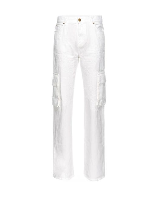 Pinko White Caty Cargo Low-Waist Trousers