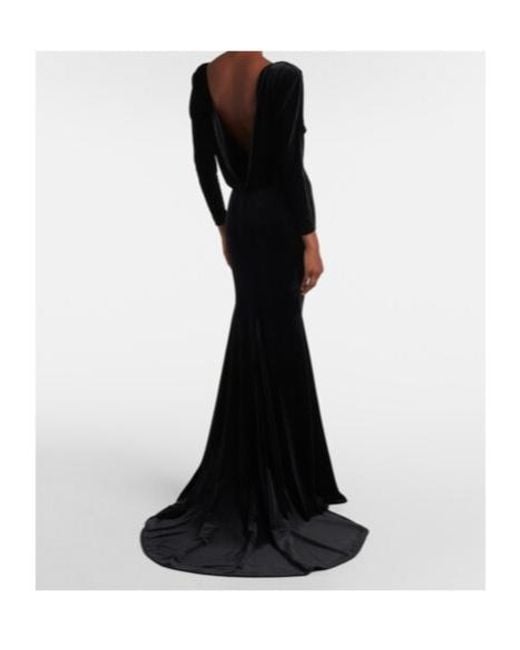 Alex Perry Black Open-Back Velvet Gown