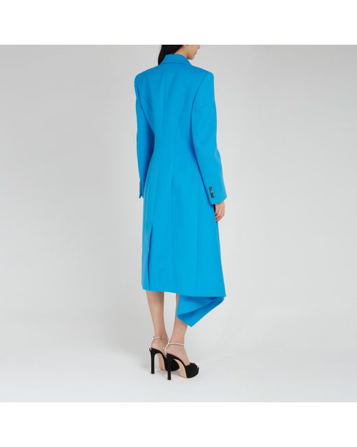 Alexander McQueen Blue Long-Sleeved Lapel Coat