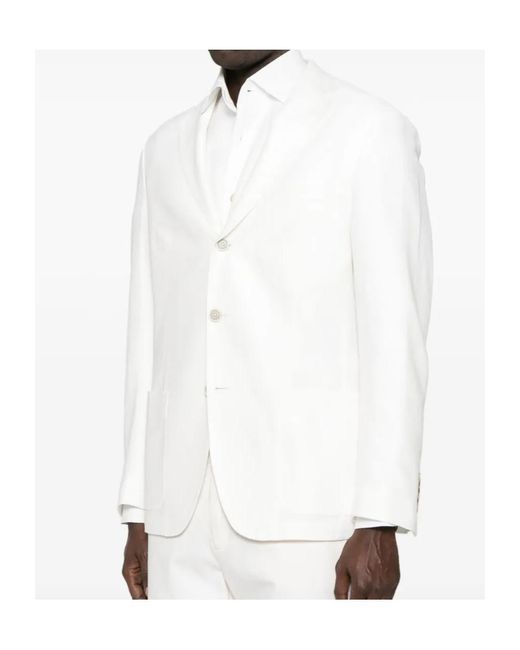 Eleventy White Single-Breasted Blazer for men