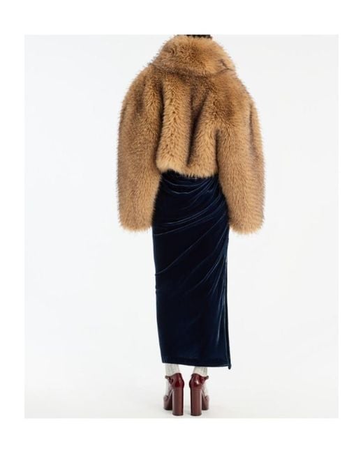 ROTATE BIRGER CHRISTENSEN Natural Cropped Faux Fur Coat