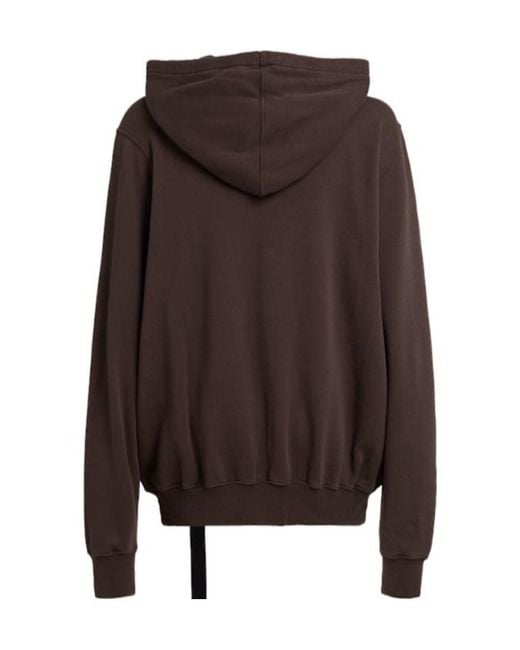 Rick Owens Brown Oversized Hooded Cotton Sweatshirt for men