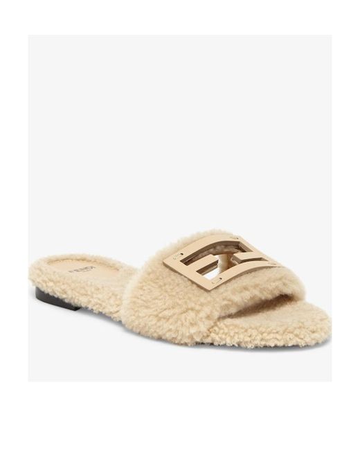 Fendi Natural Sheepskin Slides