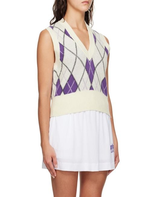 Ganni Purple X Prince Graphic Harlequin V-Neck Vest