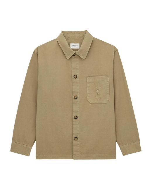Saint Laurent Natural Cassandre Button-Up Overshirt for men