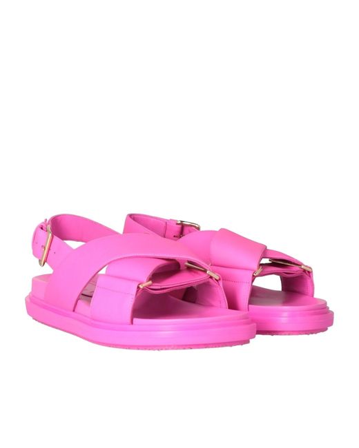Marni Pink Simple Leather Sandals