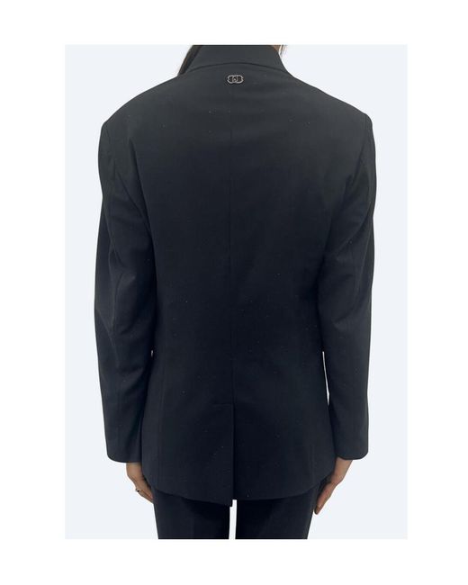 Liu Jo Blue Embellished Single-Breasted Tailored Blazer