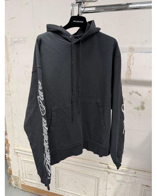 Balenciaga Blue Cursive Oversized Hoodie for men