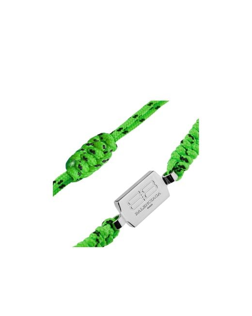 Balenciaga Green Bb Logo Engraved Adjustable Bracelet for men