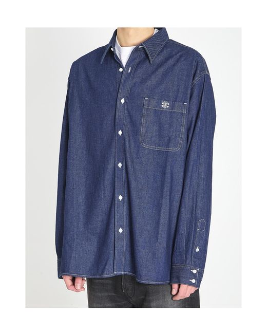 Céline Blue Long-Sleeved Denim Shirt for men