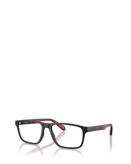 Emporio Armani White Matte Effect Rectangular Frame Glasses for men