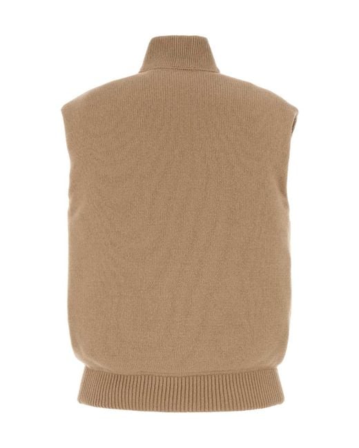 Miu Miu Natural Zipped Sleeveless Down Jacket