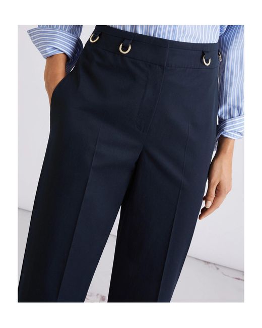 Marella Blue Straight-Fit Gabardine Trousers