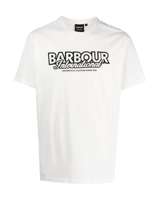Barbour White Logo-Print Short-Sleeved Cotton T-Shirt for men