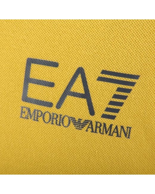 EA7 Yellow Logo Lapel Polo Shirt for men