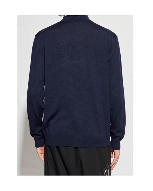 Etro Blue Logo Embroidered Knit Polo Shirt for men