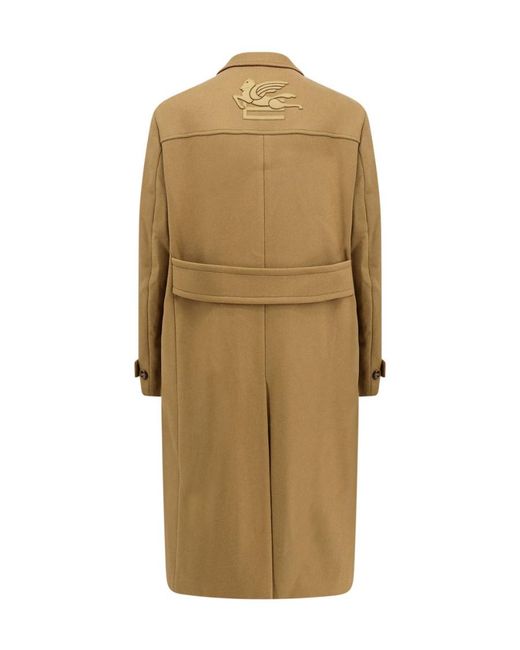 Etro Natural Single Breasted Pegaso Detailed Coat for men