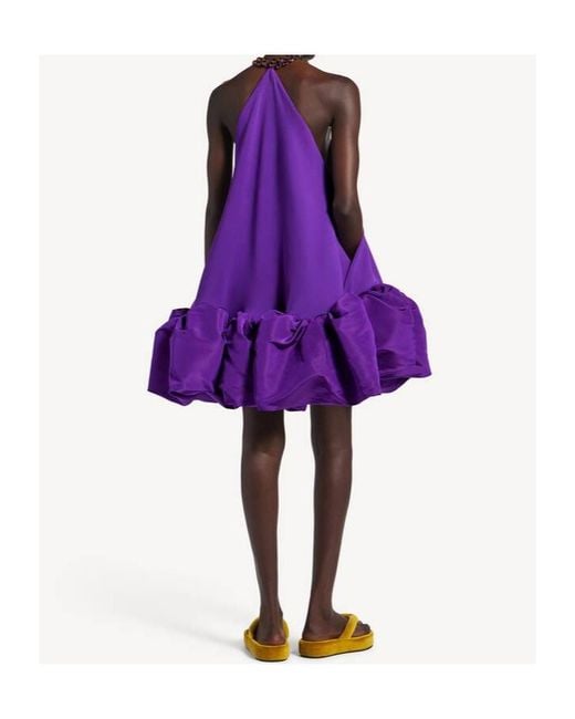 Balenciaga Purple Halter Balloon Mini Dress