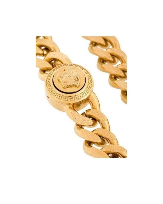 Versace Metallic Medusa Clasp Curb Chain Bracelet for men