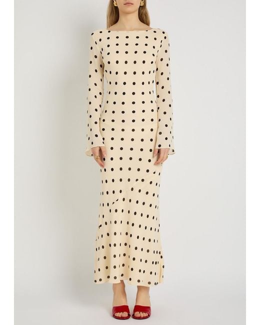 Reformation White Esra Polka Dot Chiffon Midi Dress