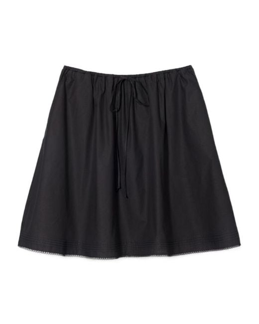DUNST Black Lace-Trimmed Drawstring Midi Skirt
