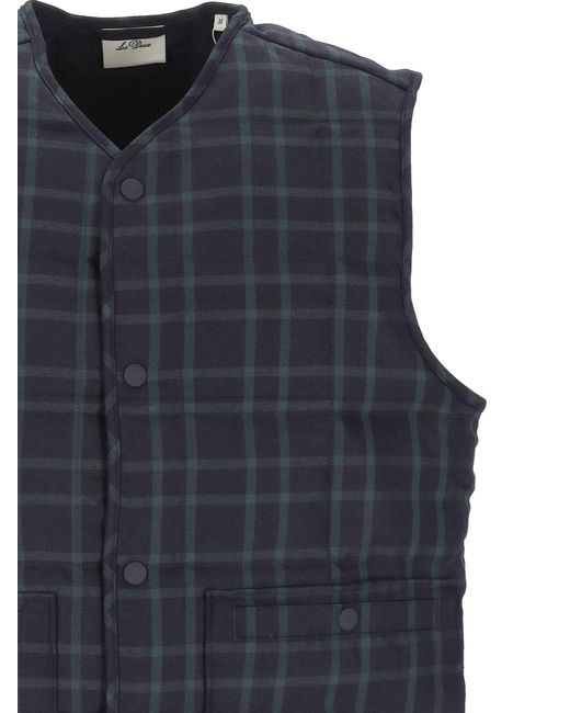 Les Deux Blue Quilted Check Gilet Jacket for men