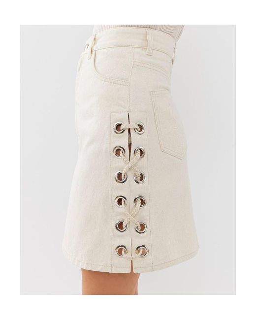 Chloé Natural Chloé Lacing Detailed Mini Skirt