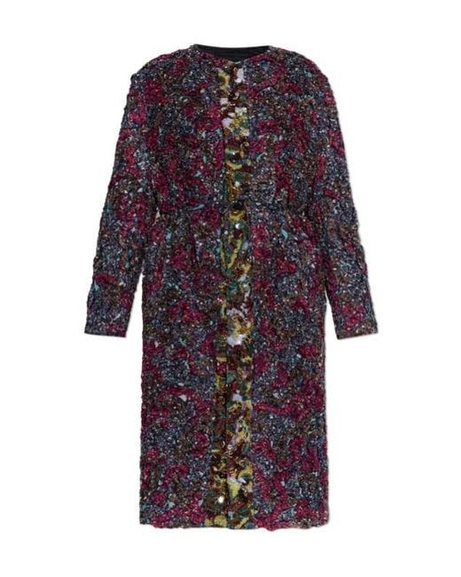 Dries Van Noten Blue Embroidered Coat