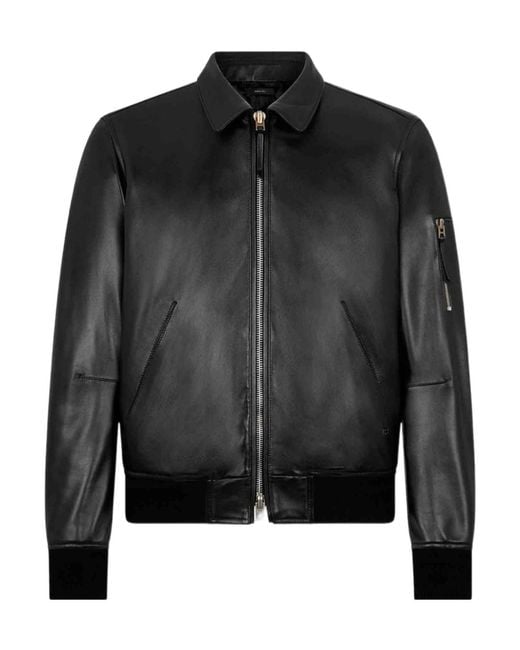 Tom Ford Black Leather Bomber Jacket for men